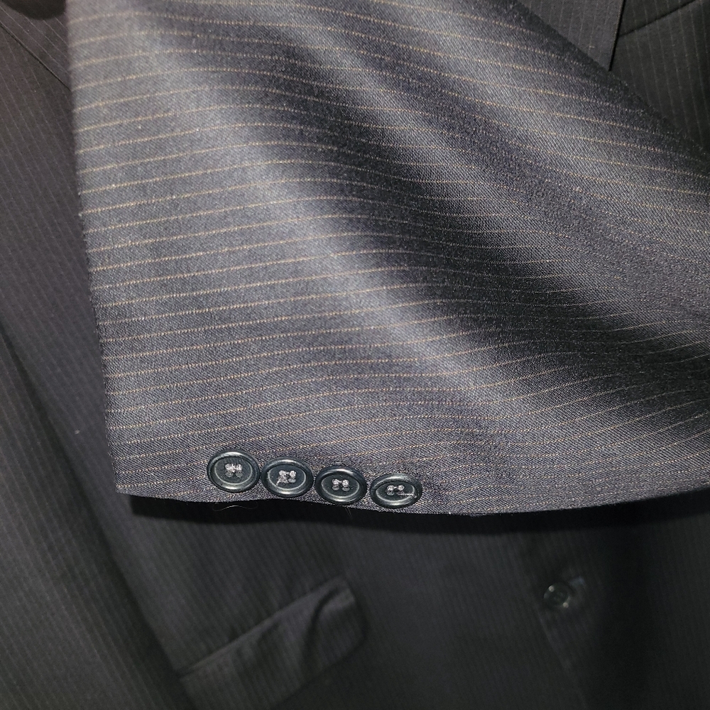 Today's Man Navy Pin Striped Suit Jacket Made in Italy Size  XL
